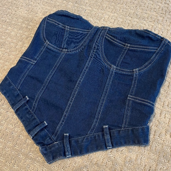 Medium Wash Denim Corset Top | Strapless & Chic - Picture 1 of 7